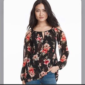 WHBM Floral Cold Shoulder Top